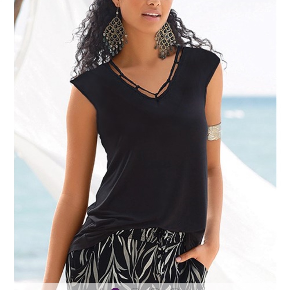 S. Oliver Cord Detail V-Neck Top